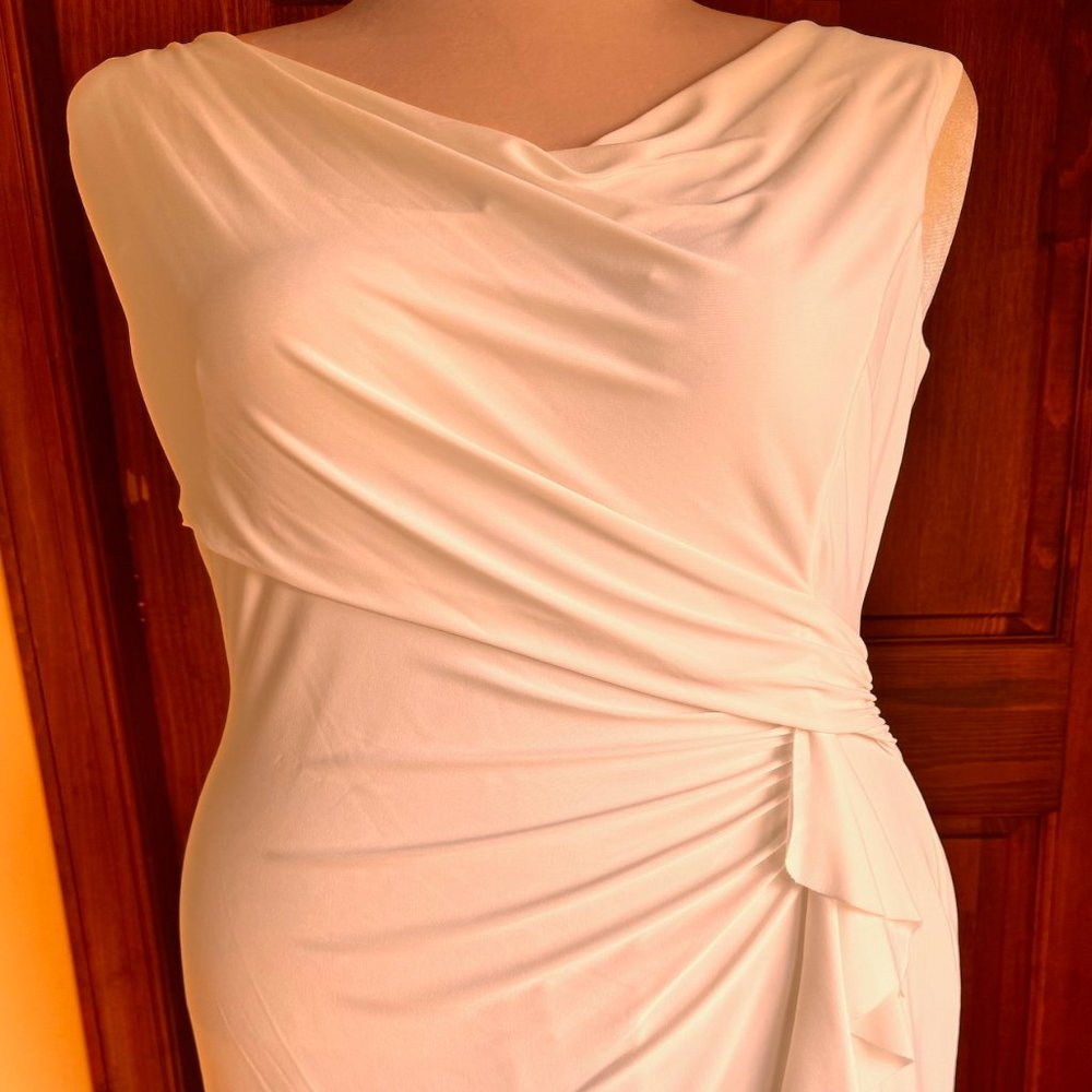 Lauren by Ralph Lauren White Polyester/Elastane Sheath Dress, Sz 12, NWT